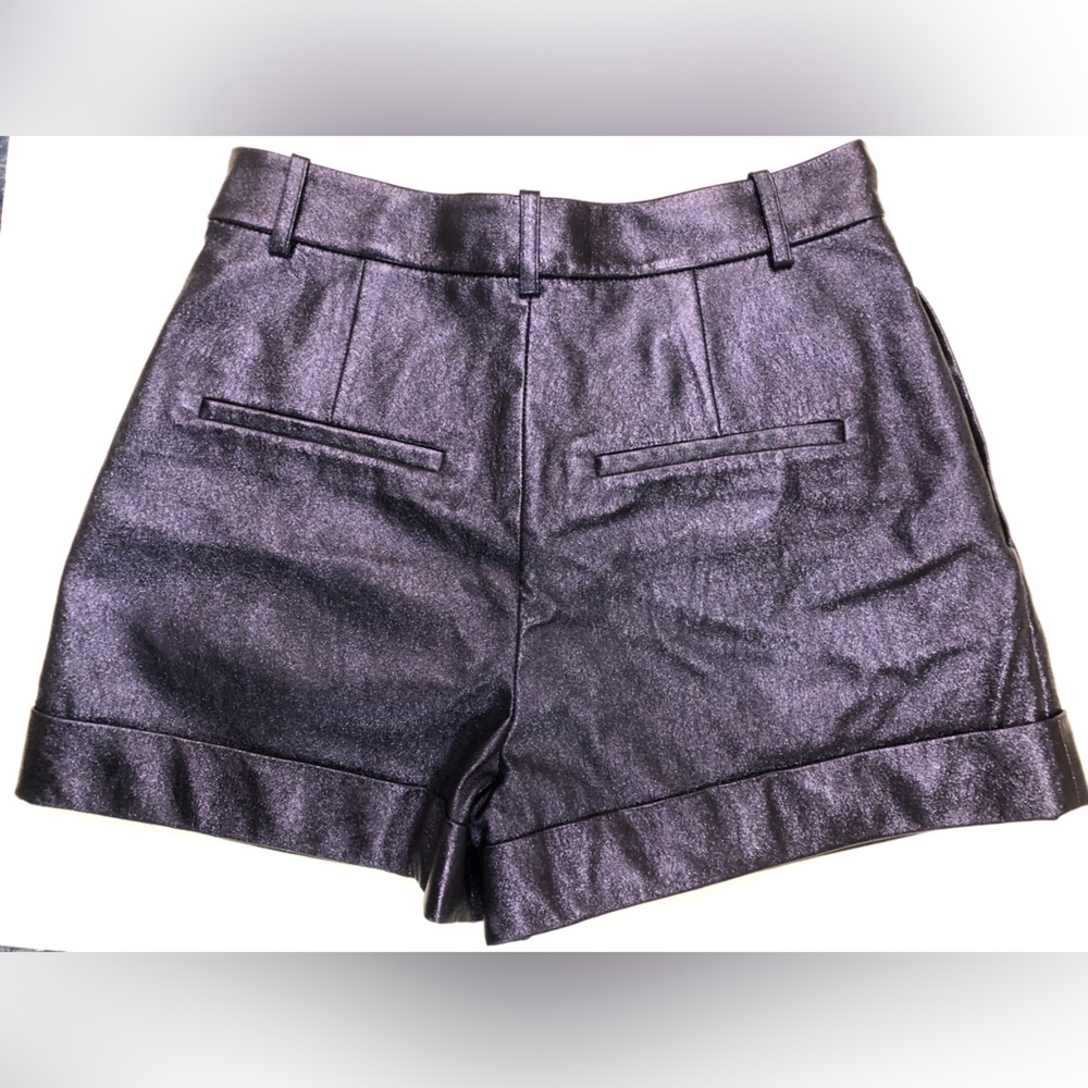Alice & Olivia Purple Metallic Shorts